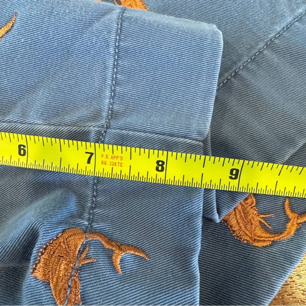 J. Crew Cotton Chino Flat Front Shorts With Embroidered Marlin Swordfish Size 38 - Picture 7 of 9